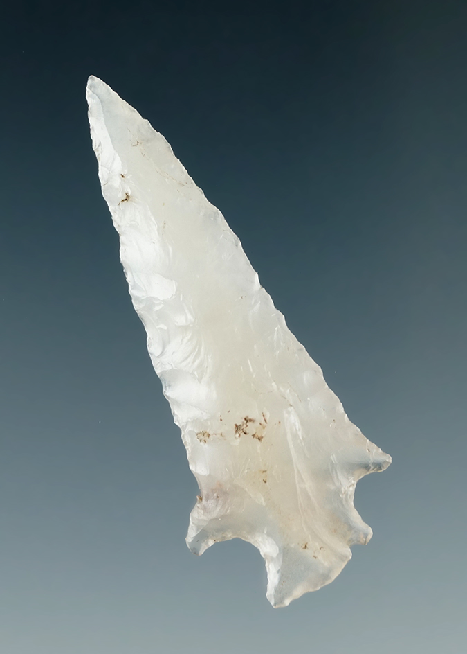 1 5/8" Square Stem Dart made from semi-translucent Agate, found near the Columbia River.