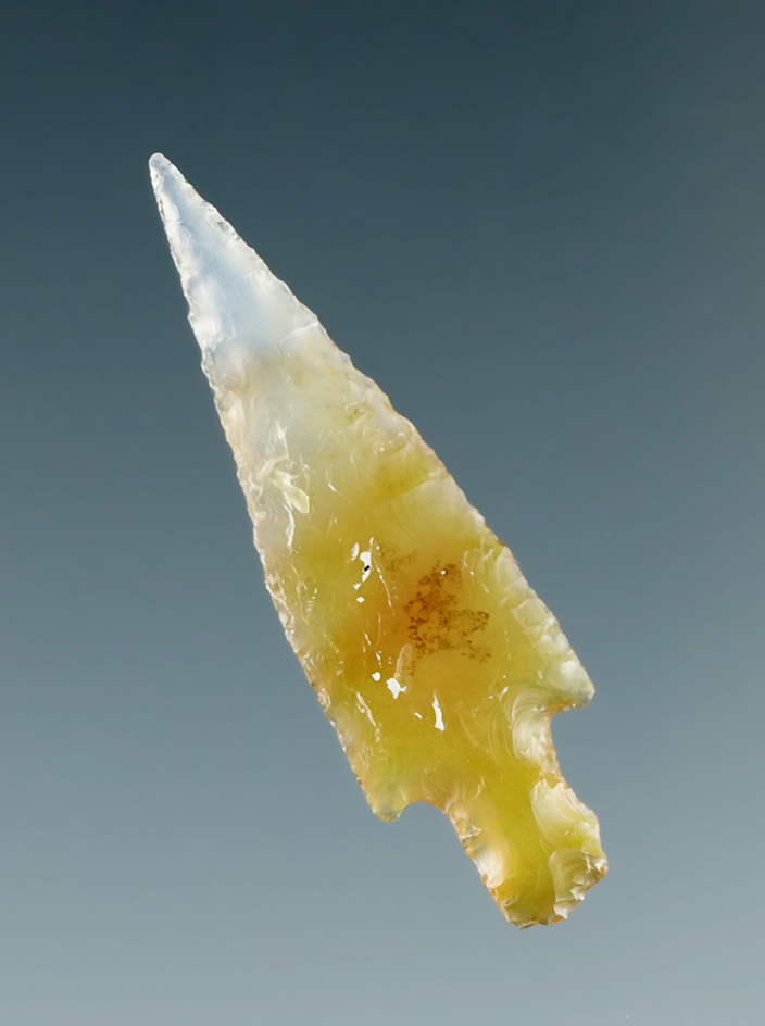 Beautifully translucent 1 3/16" Dagger found in the 1950's in Umatilla, Oregon.