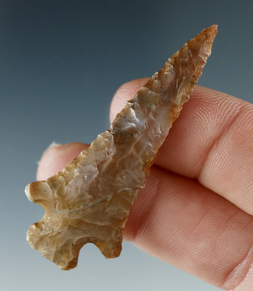 2" Arrowhead made from Brown and Grey Agate, found near the Columbia River.