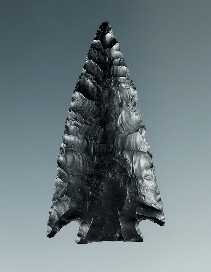 1 3/4" Diagonal Notch made from Obsidian, found in the Great Basin, Oregon.