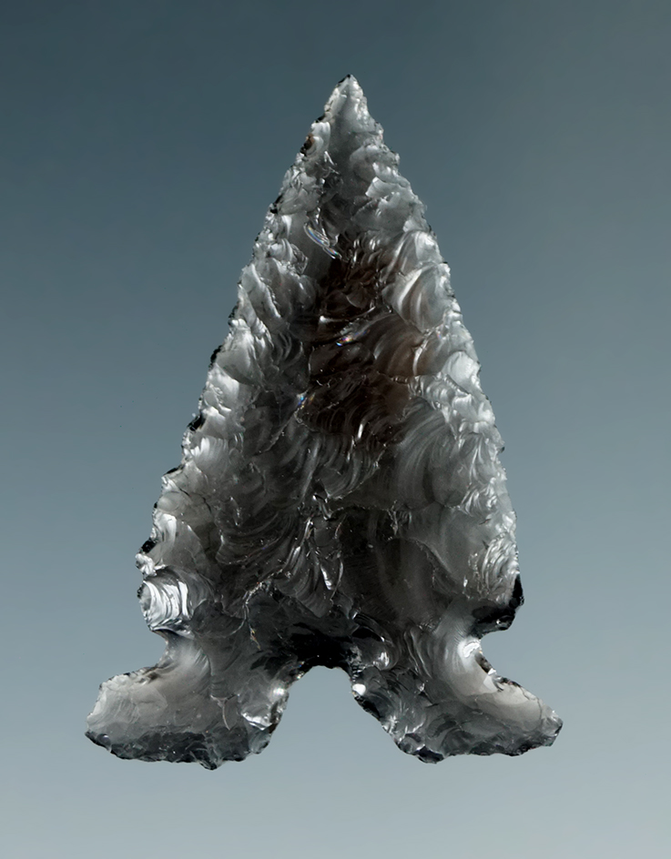 1 1/2" Elko Split Stem made from translucent Obsidian, found in the Great Basin, Oregon.