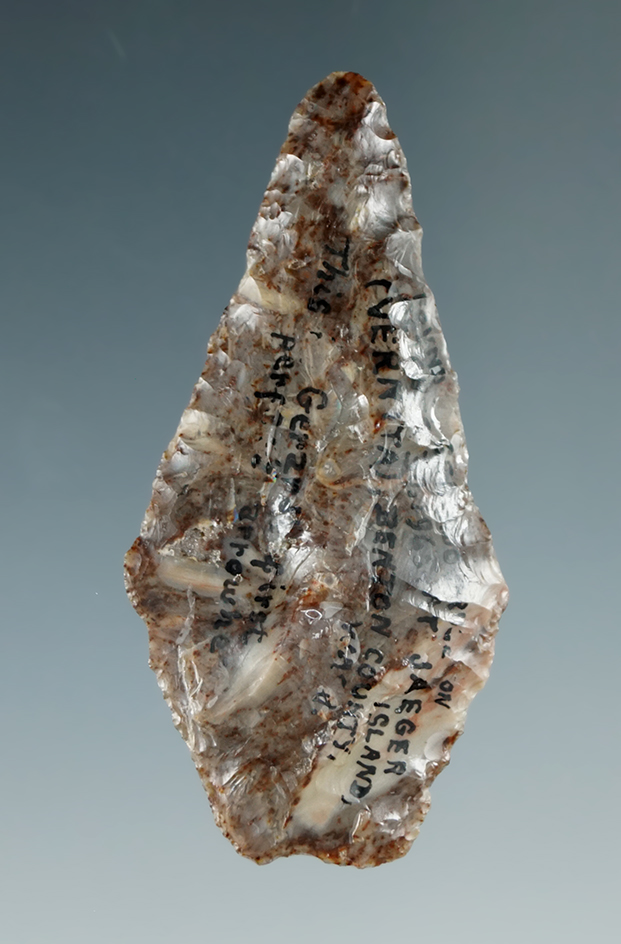 2" Shouldered Knife made from Brown Jasper. Found in 1965, Jeager Island, Columbia River.