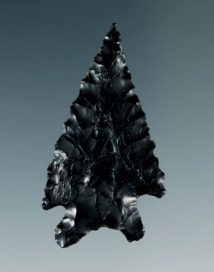 1 3/4" Elko Eared made from Obsidian, found in the Great Basin, Oregon.