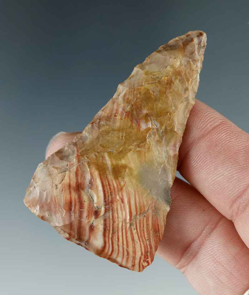 Beautiful material on this 2 1/4" Plateau Pentagonal Knife made from Biggs Picture Jasper.