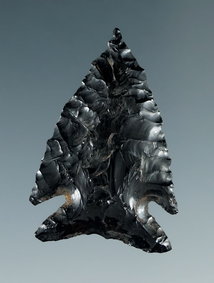 1 1/2" Diagonal Notch with a "Needle Tip" made from Obsidian. Great Basin, Oregon.