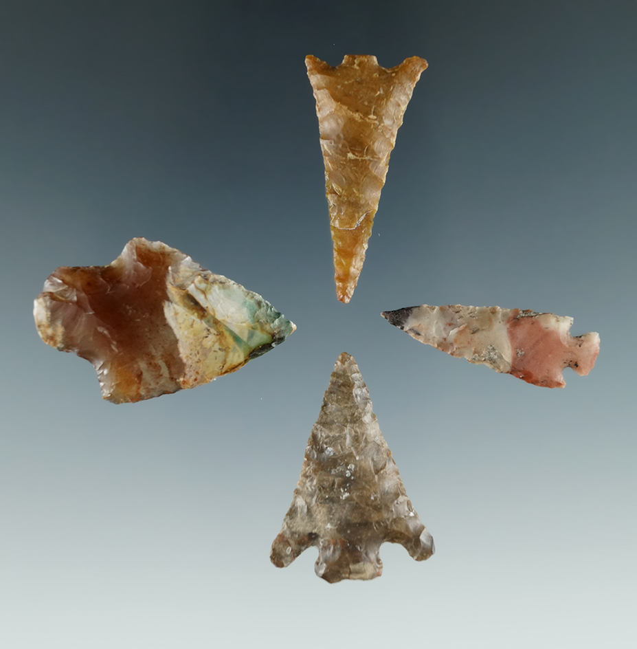 Group of 4 Beautiful Oregon points, largest is 1 5/16".