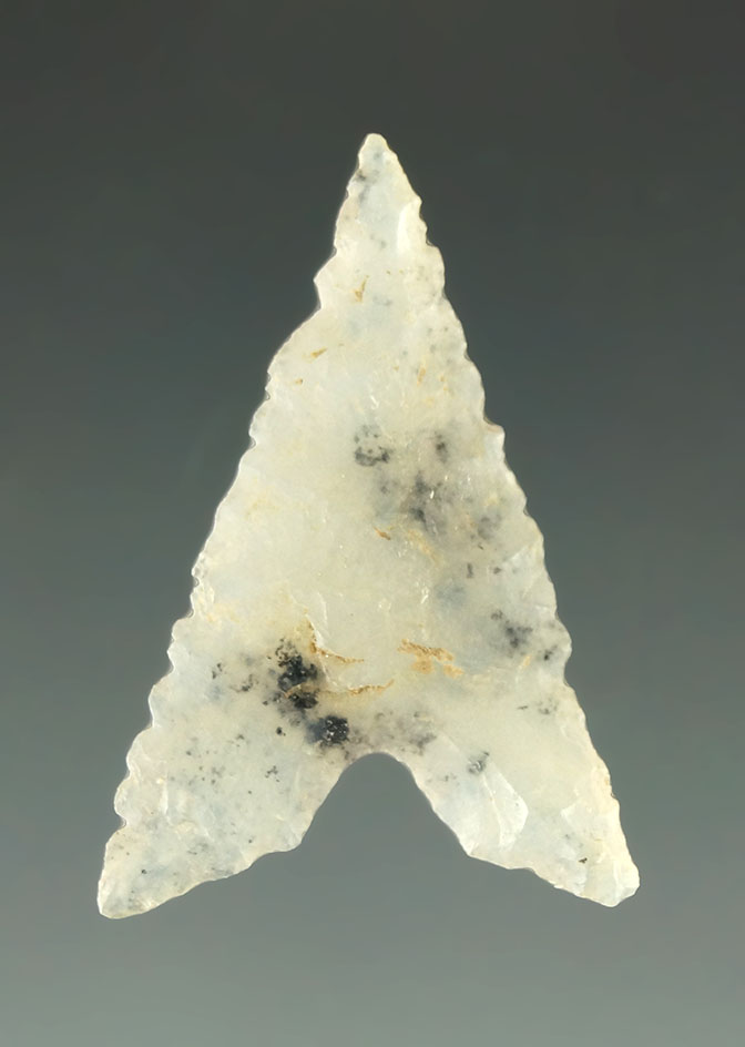 Ex. Museum! 1" Garza point- Ex. Charles Shewey found in Texas. Translucent agate.  COA.