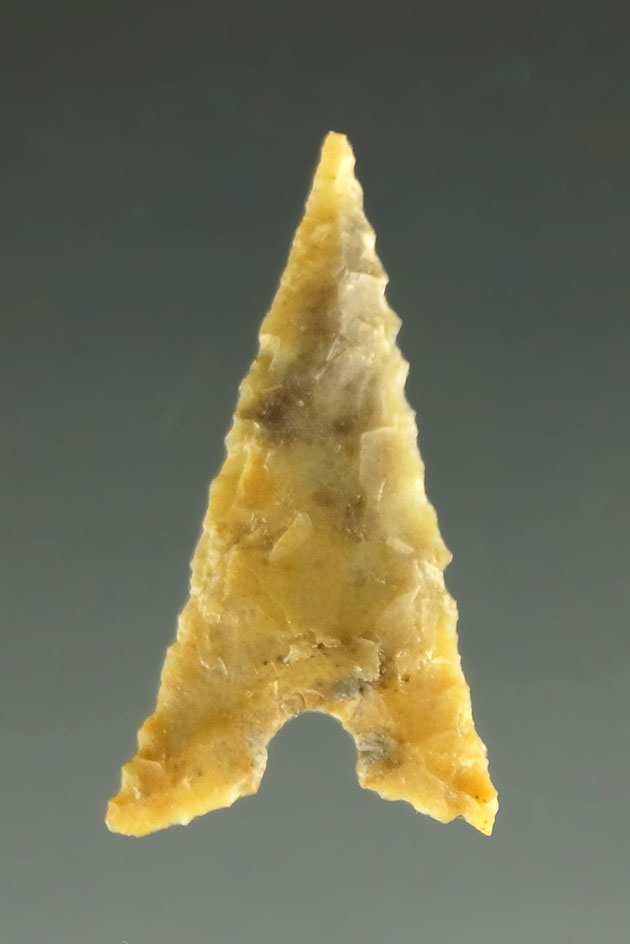 Ex. Museum! 13/16" Garza point found in Texas. Ex. Charles Shewey collection.