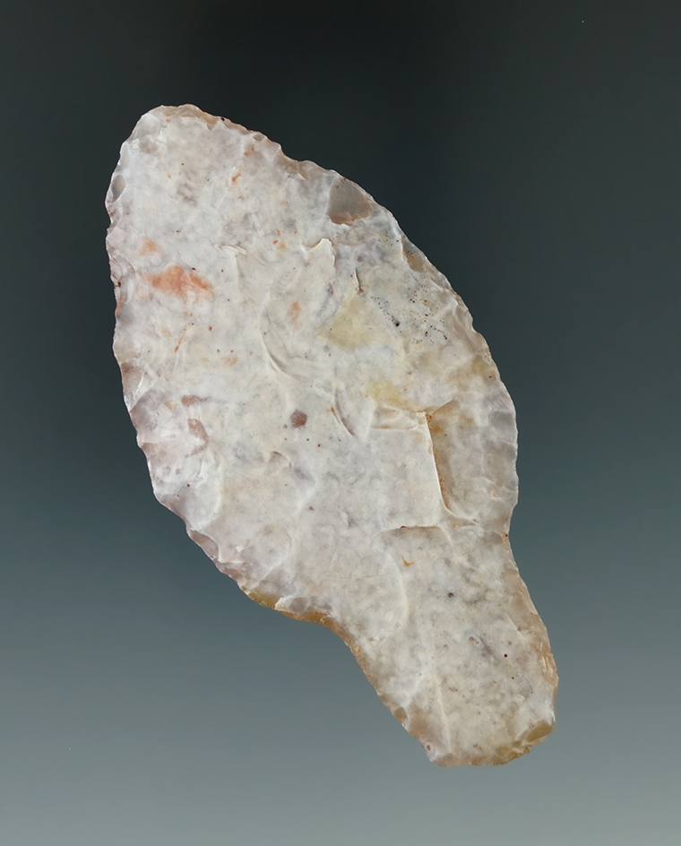 Sale highlight! 3 1/2" Early Stemmed Lanceolate - heavily ground stem- Warner Valley, Oregon area.