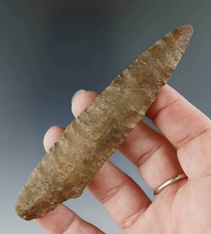 4 5/16" Dover Chert Adena found in the Tennessee area. Comes with a Ben Stermer COA.