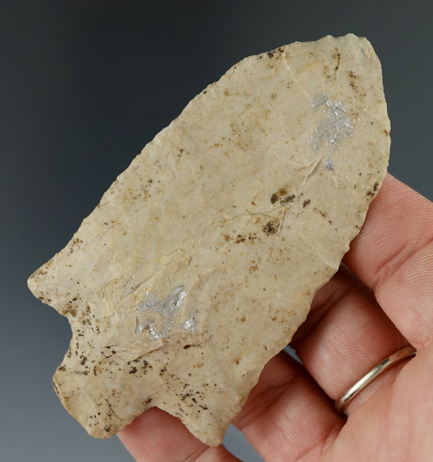 3 3/8" Archaic Stemmed Knife that is nicely patinated found in Kentucky. Comes with a Bennett COA