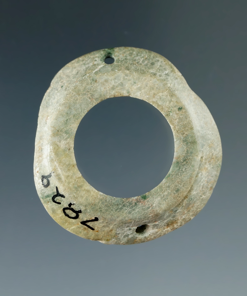 1 7/16" Nicely polished Mayan Ear Ornament made from Jade.