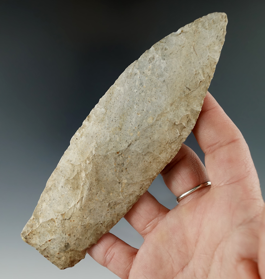 Large 5 9/16" Sedalia made from Burlington Chert, found in central Missouri. Perino COA.