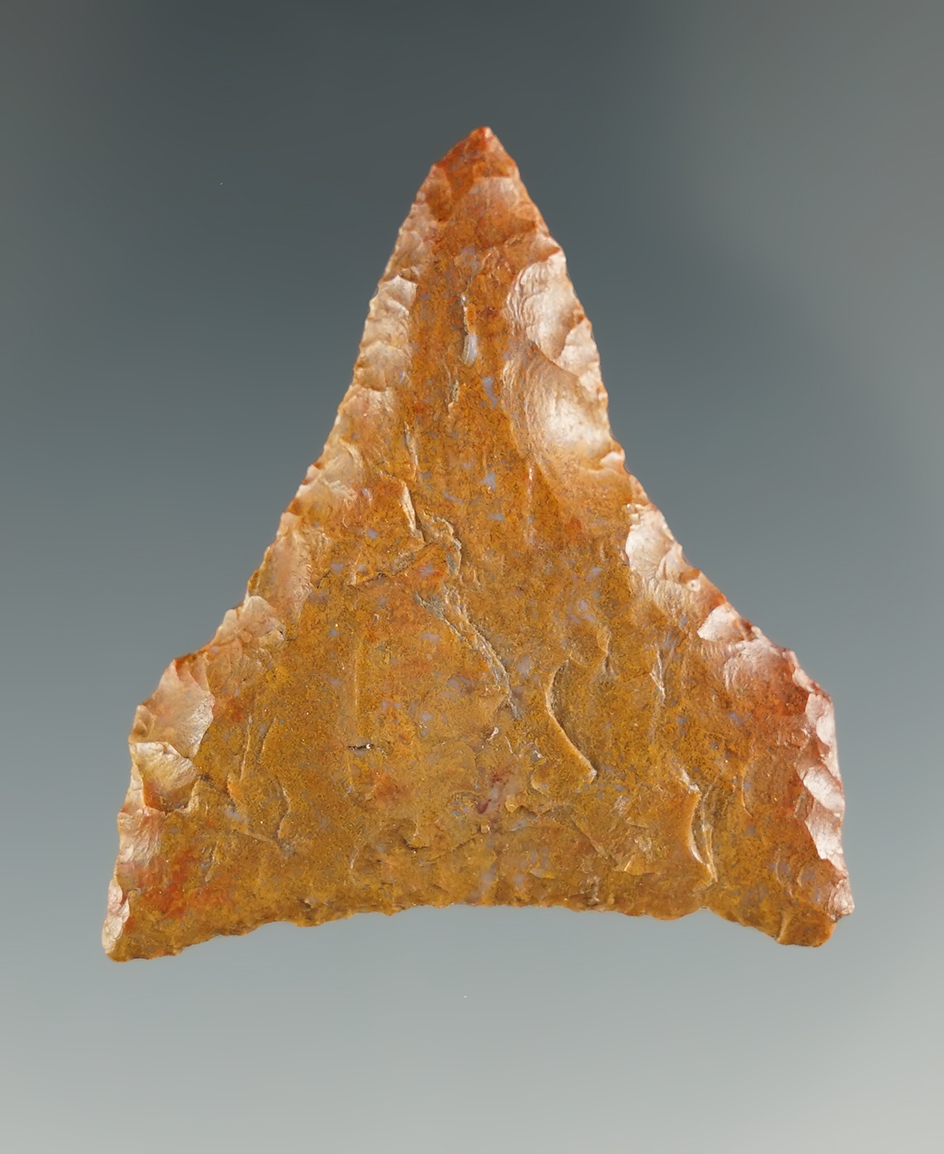 1 9/16" Mule Ear Knife made from yellow and brown Jasper. Found near the Columbia River, OR.