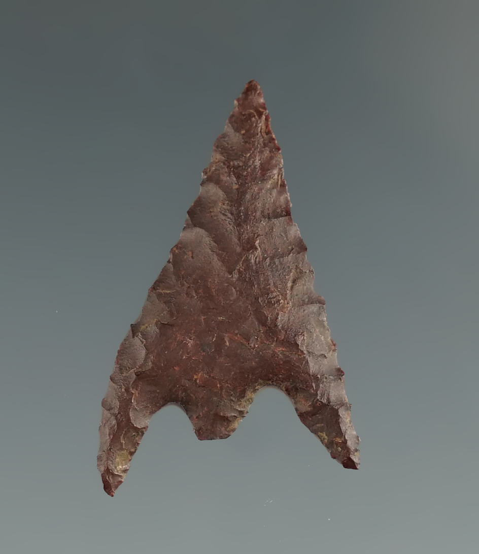 1" Gunther Barbed made from brown Jasper. Found in Southern OR.