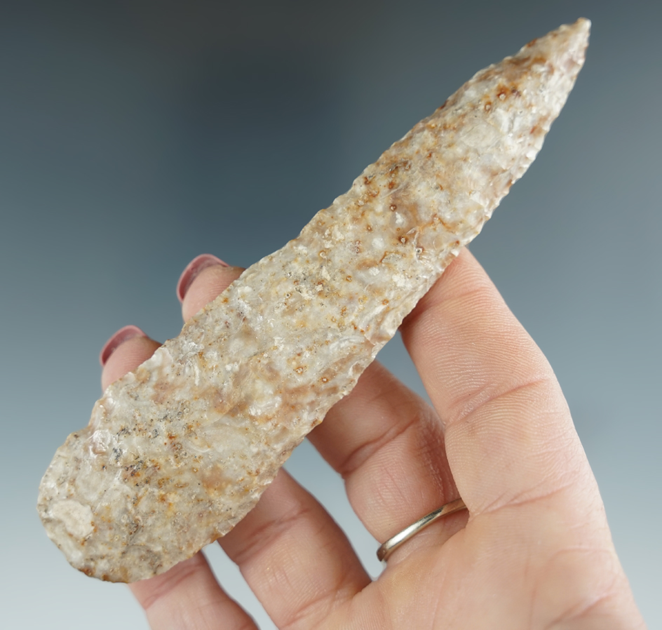 4 3/4" Columbia River Knife made from tan spotted Jasper. Found near the Columbia River, OR.