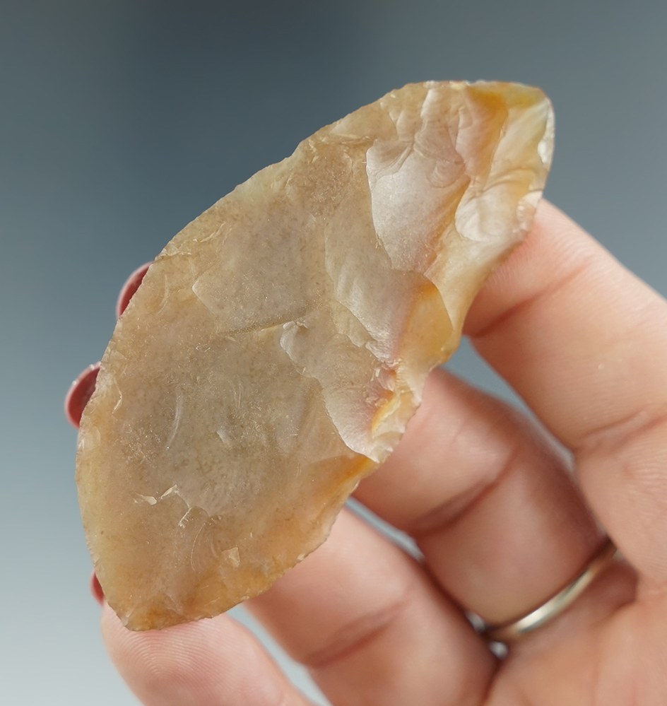 2 11/16" Columbia River Knife made from translucent caramel Agate. Columbia River, OR.