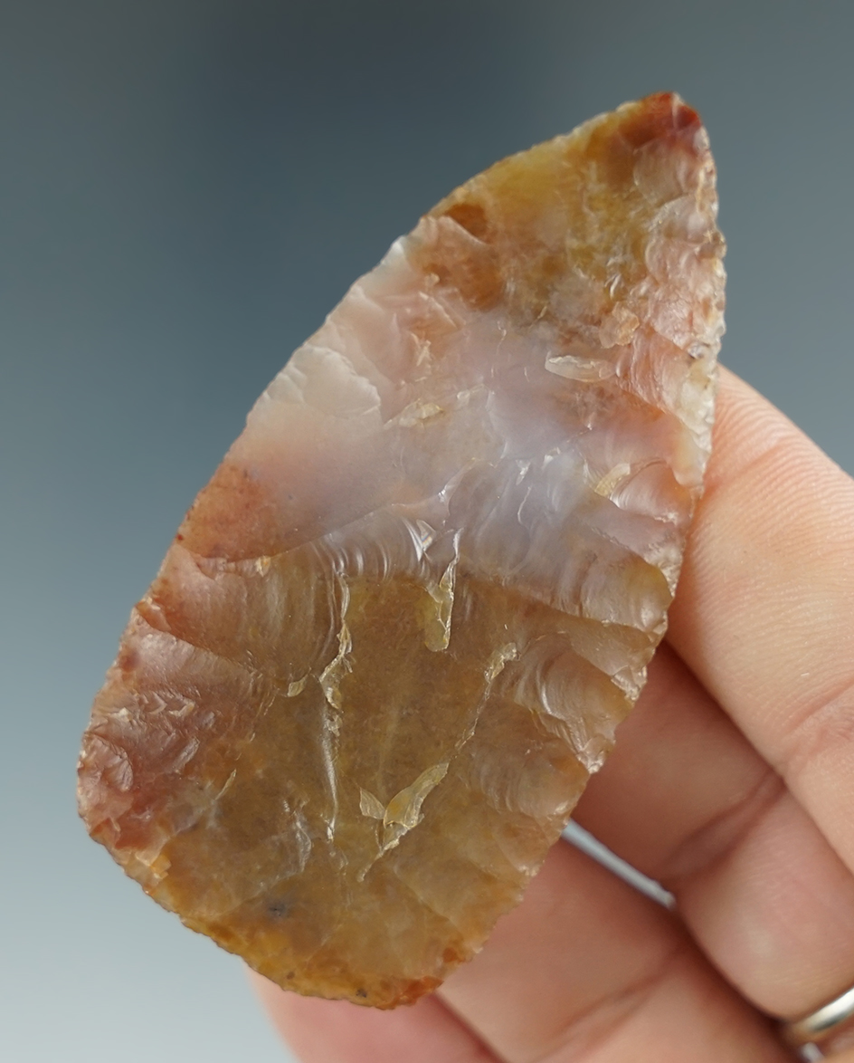 2 3/4" Columbia River Knife made from translucent caramel and white Agate. Columbia River, OR.