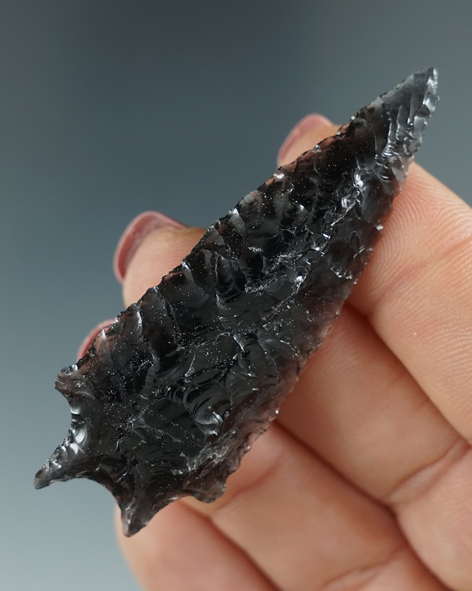 2 7/16" Pinto Basin -translucent Obsidian. Found in the Great Basin, OR. Pictured in Overstreet #9.