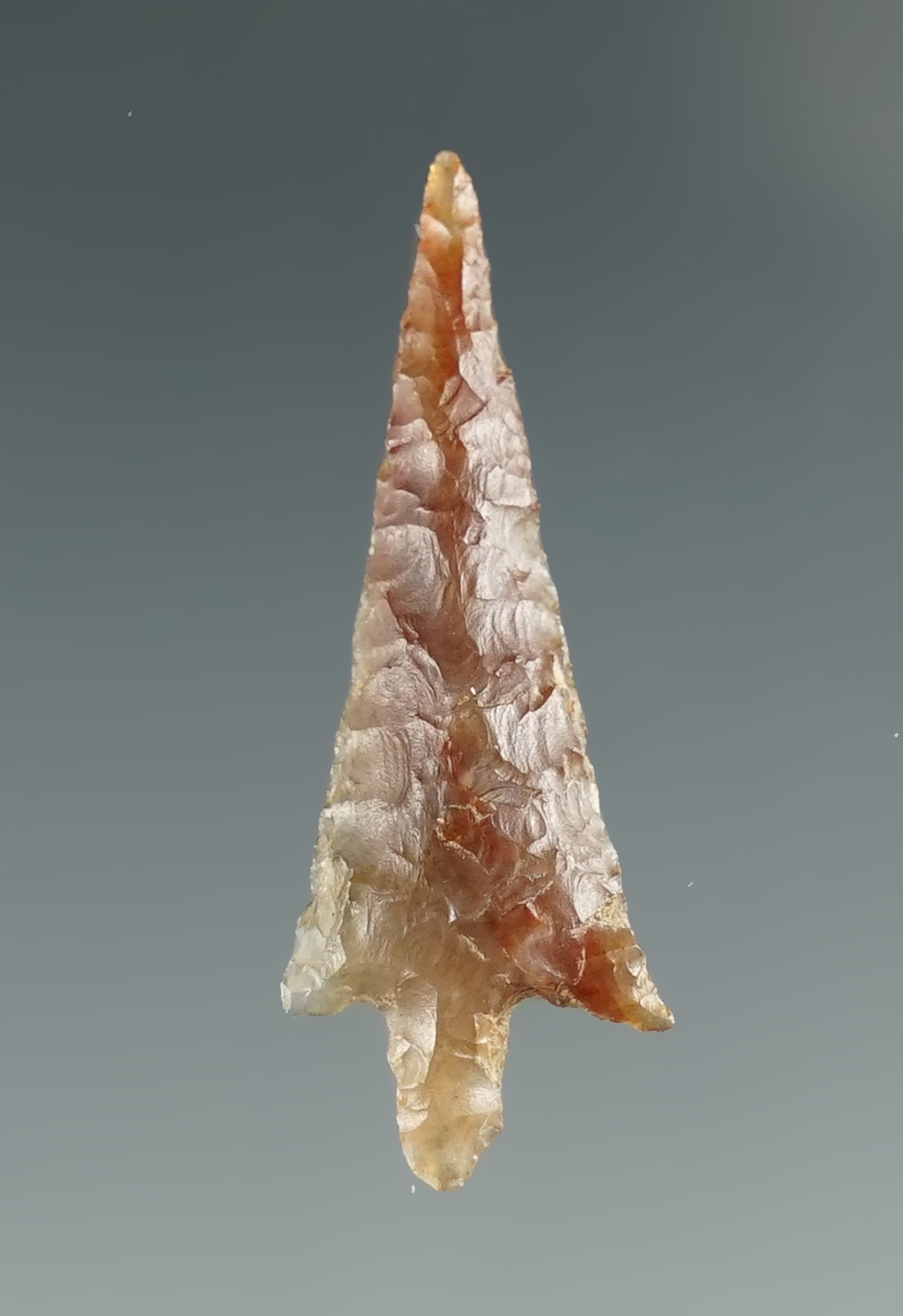 1 3/16" Wallula Gap Pin Stemmed made from yellow Agate. Found near the Columbia River, OR.