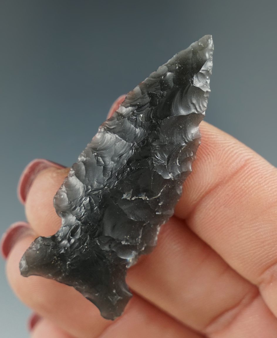 2" Northern Sidenotch made from Obsidian. Found in the Great Basin, OR.