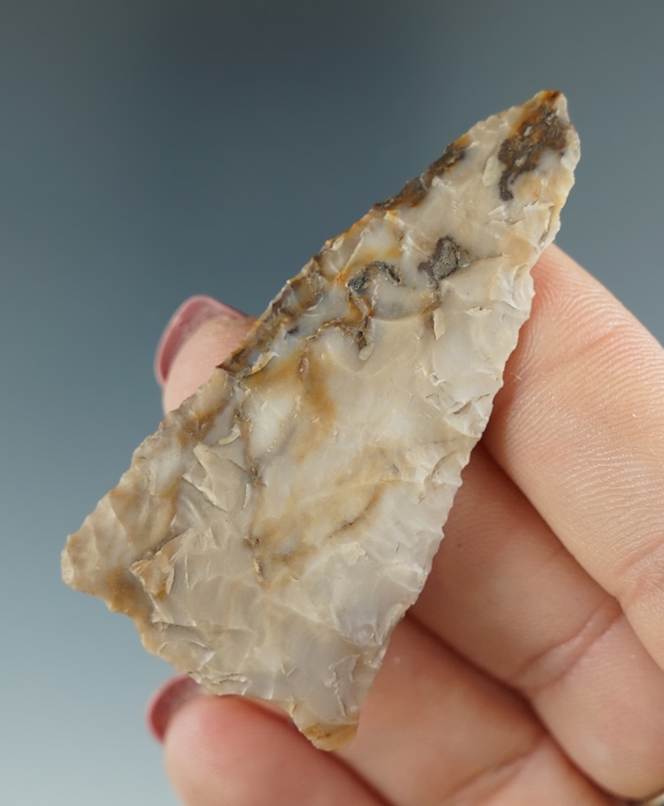 2 1/4" Atlatl Valley Triangle Knife made from tan and brown Jasper.  Columbia River, OR.