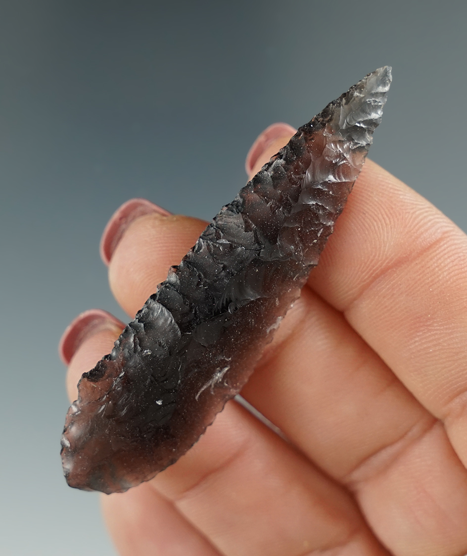 2 7/16" Cascade Leaf made from transparent Obsidian. Found in the Great Basin, OR. Pictured!