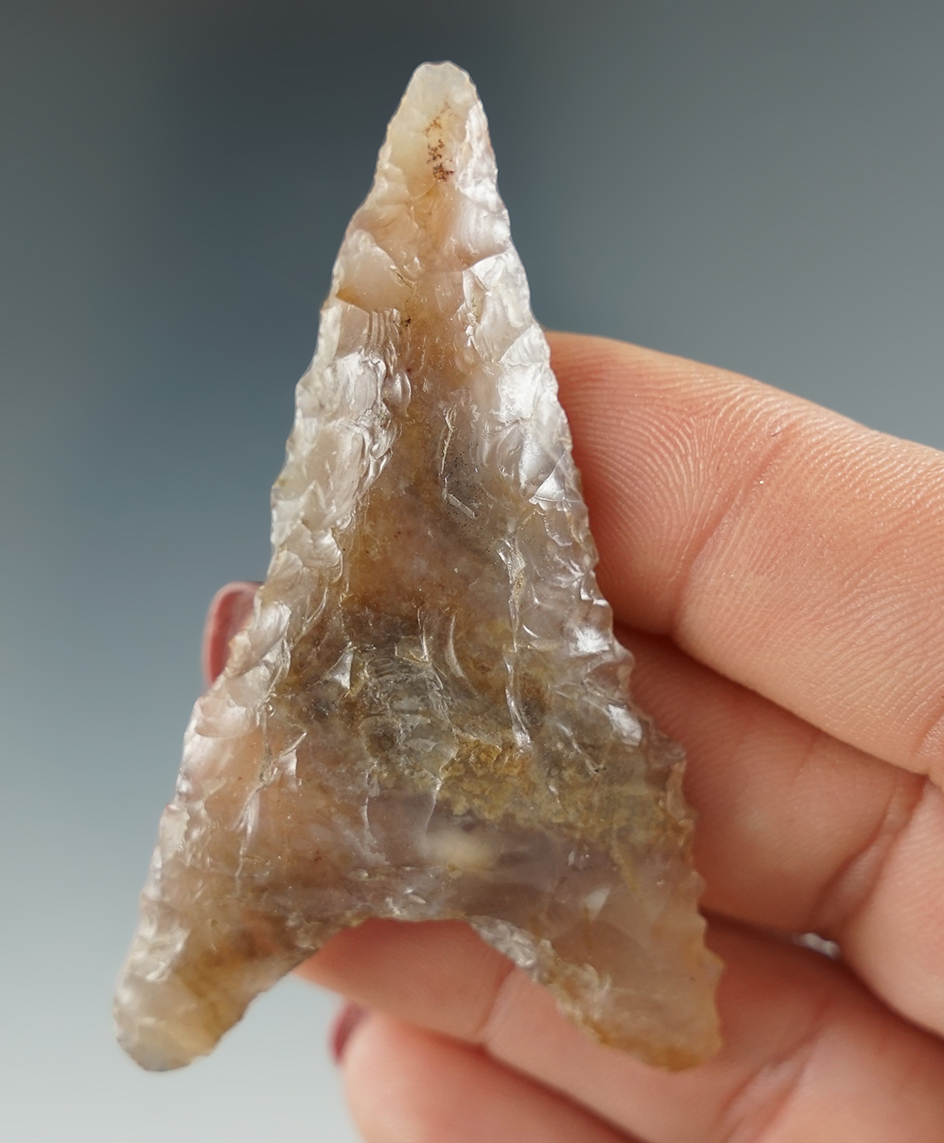 2 1/2" Mule Ear Knife made from translucent caramel Agate. Found near the Columbia River, OR.