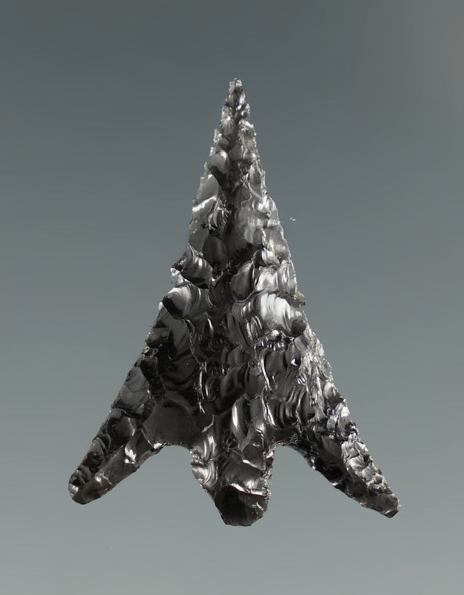 1 1/8" Columbia Plateau made from Obsidian. Found near the Columbia River, OR.