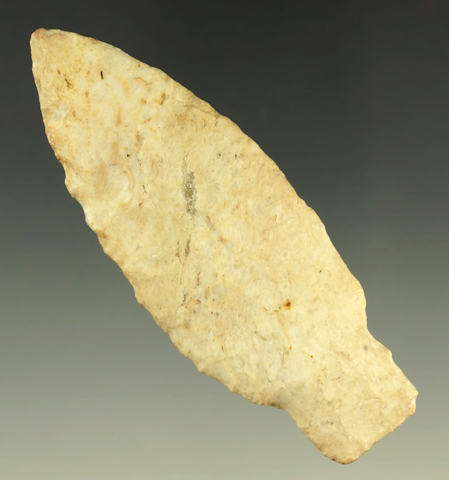 Thin and very well flaked 3 3/8" Squared Stemmed Knife found in Missouri.