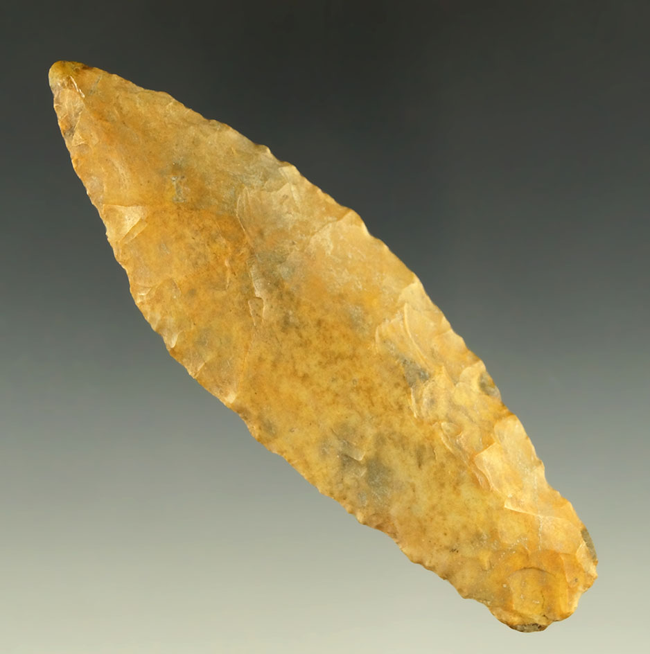 Heavily patinated 4 3/16" Sedalia with very minor tip restoration found in Missouri.