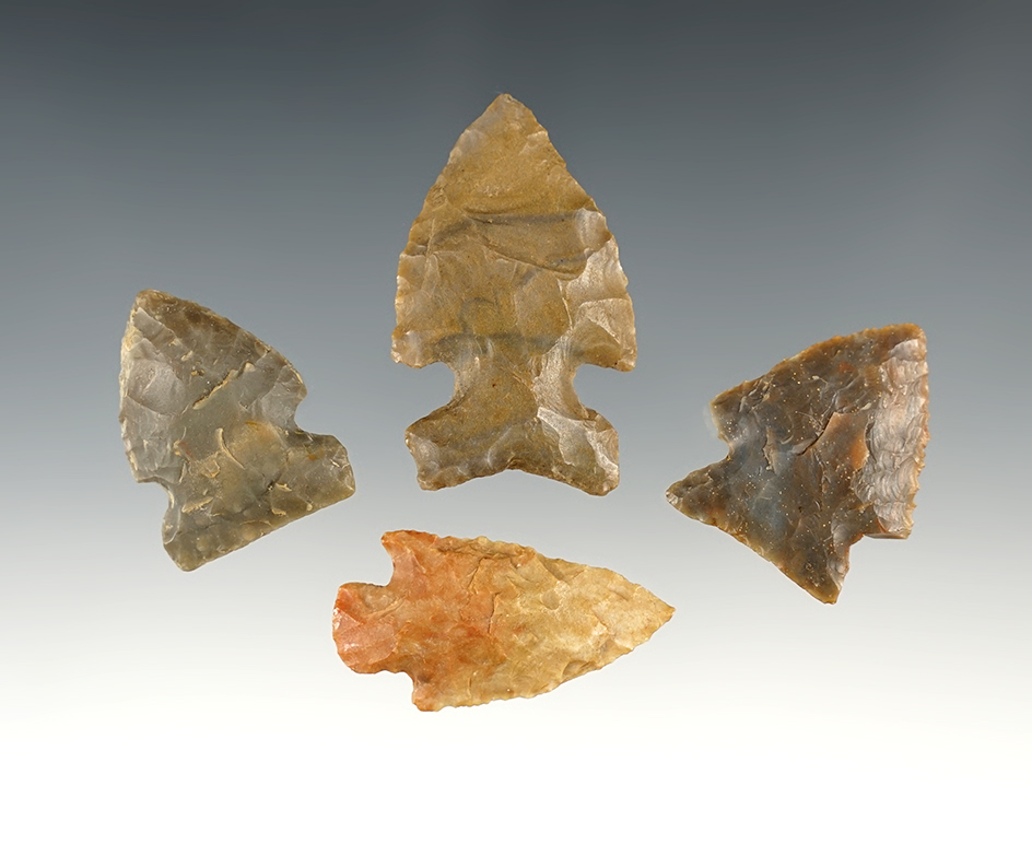 Set of 4 nice points found in Kentucky. The largest is 1 7/8".