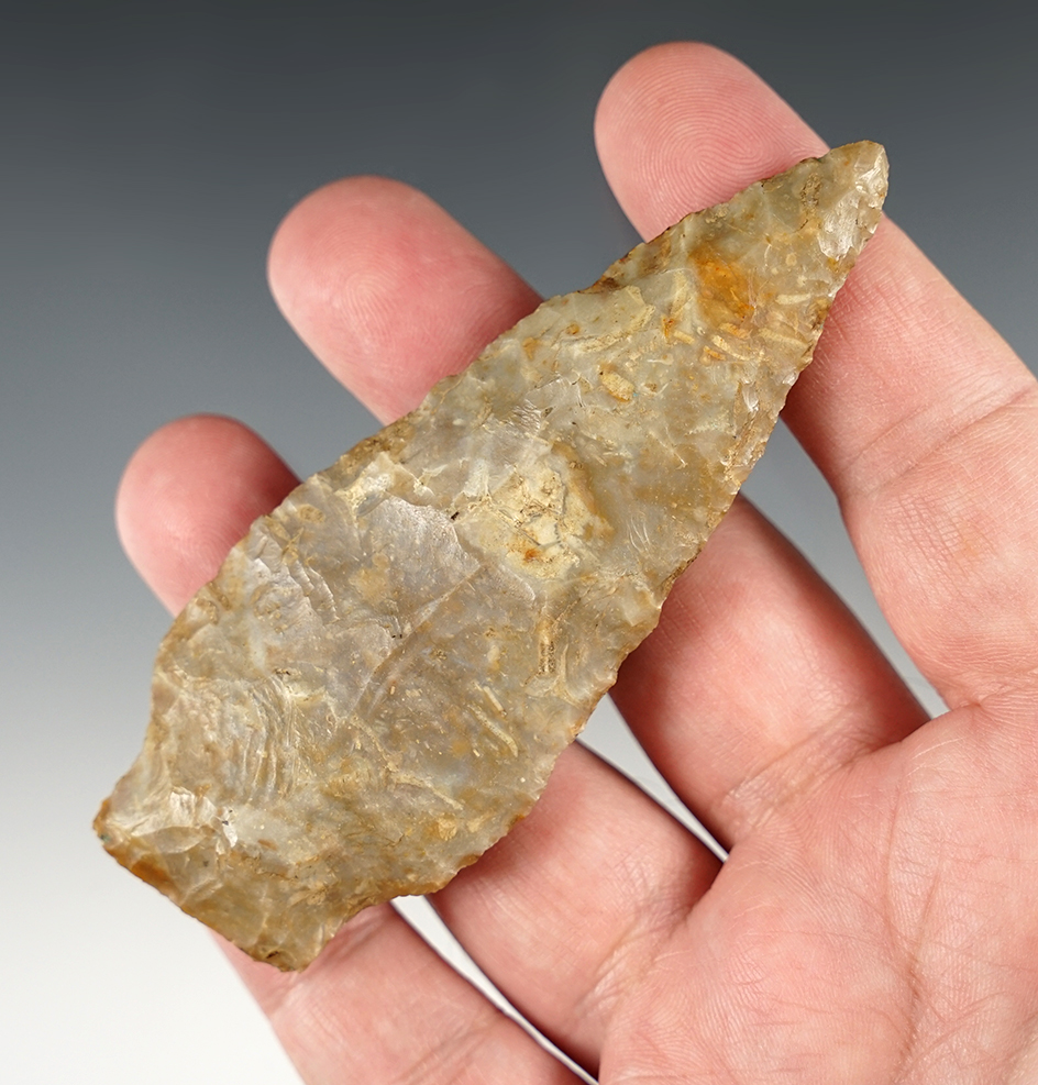 Beautifully patinated Stemmed Knife found by J.R. Dalton in Pulaski Co., Kentucky.