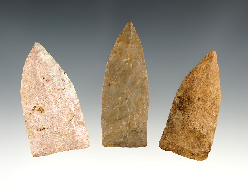 Set of 3 nice Copena points found in the Kentucky/Tennessee area. The largest is 2 5/8".