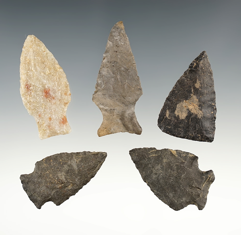 Set of 5 Northeast points in good condition. The largest is 2 1/16".