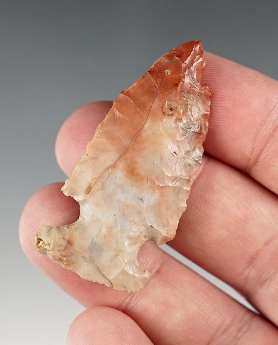 2" Sidenotch made from multi-colored Flint Ridge. Found in Licking Co., Ohio. Ex.  Frush, Jack Hooks