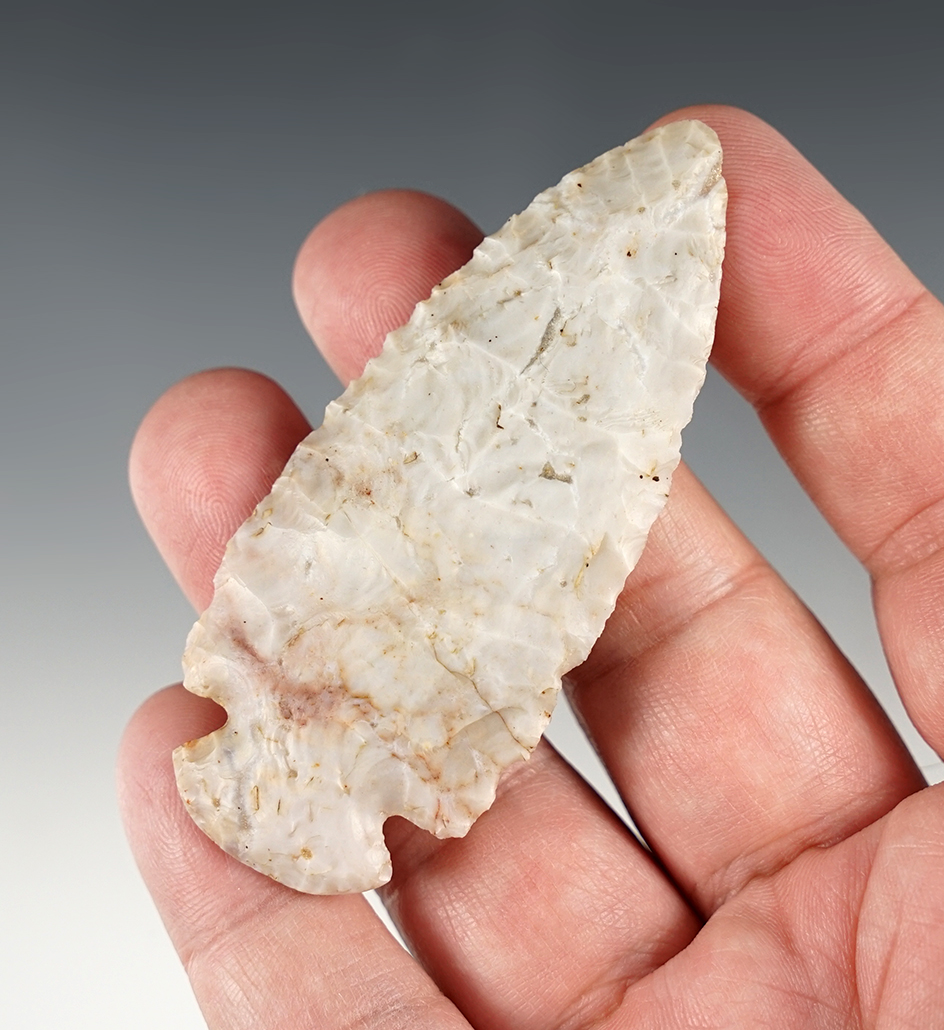 3" Flint Ridge Dovetail Point found in Pickaway Co., Ohio.