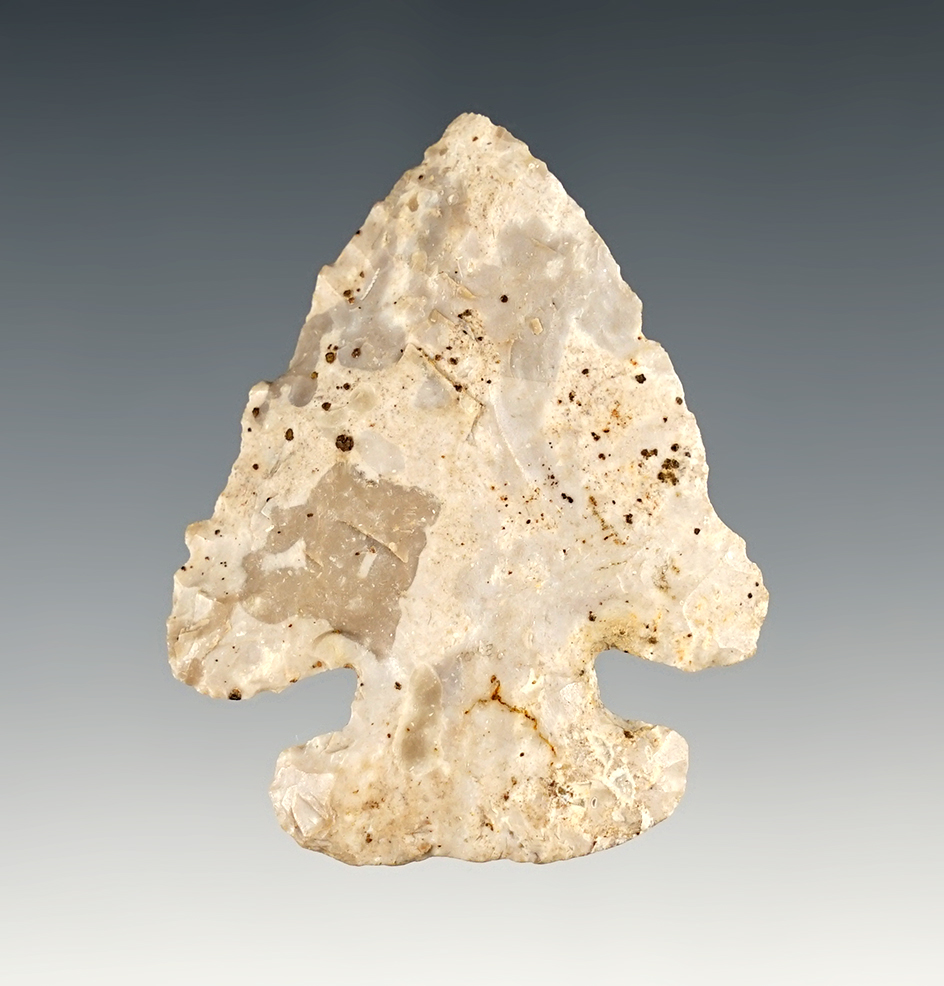 Nice 2 1/16" Thebes point found in Ashland Co., Ohio. Ex. Jack Hooks.