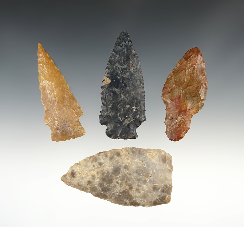 Set of 4 nice points found in the Midwestern U.S. The largest is 3".