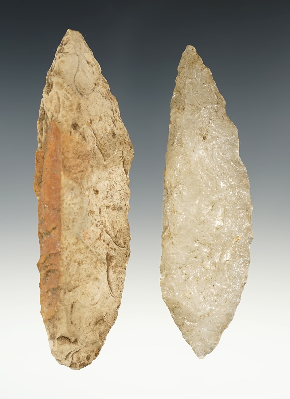 Pair of patinated Knives found in the Northeastern U.S. The largest is 4 3/16".