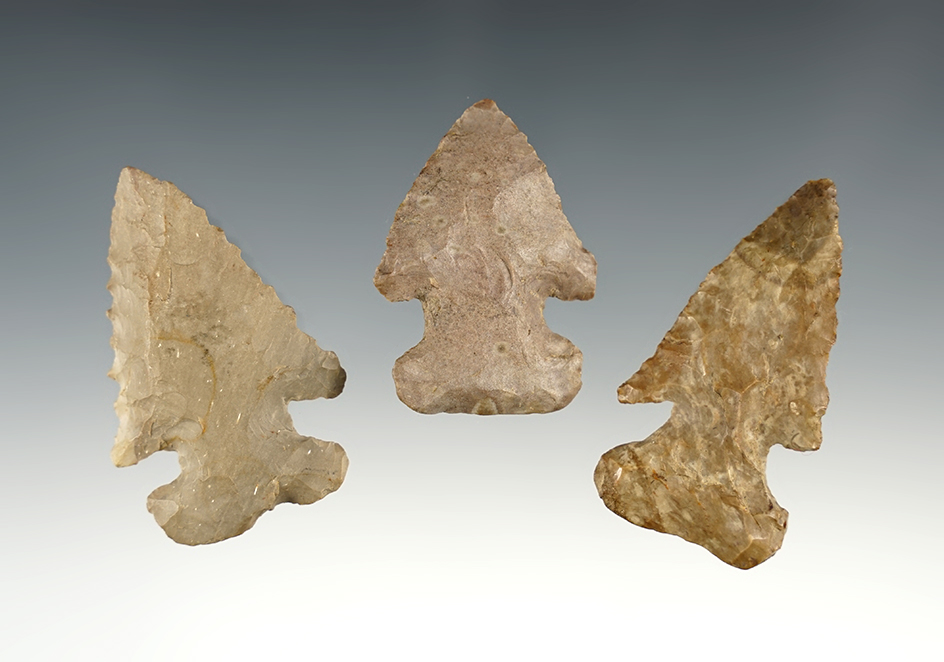 Set of 3 Ohio Thebes points in good condition. The largest is 2 5/16".