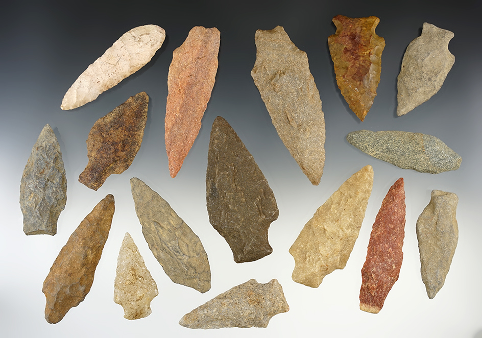 Set of 16 nice Eastern points. The largest is 3 3/4".