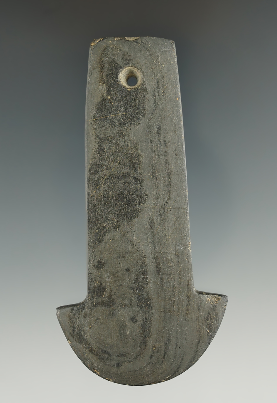 3 13/16" Adena Anchor Pendant made from Mottled Slate, found in Williams Co., Ohio. Ex. Tiell