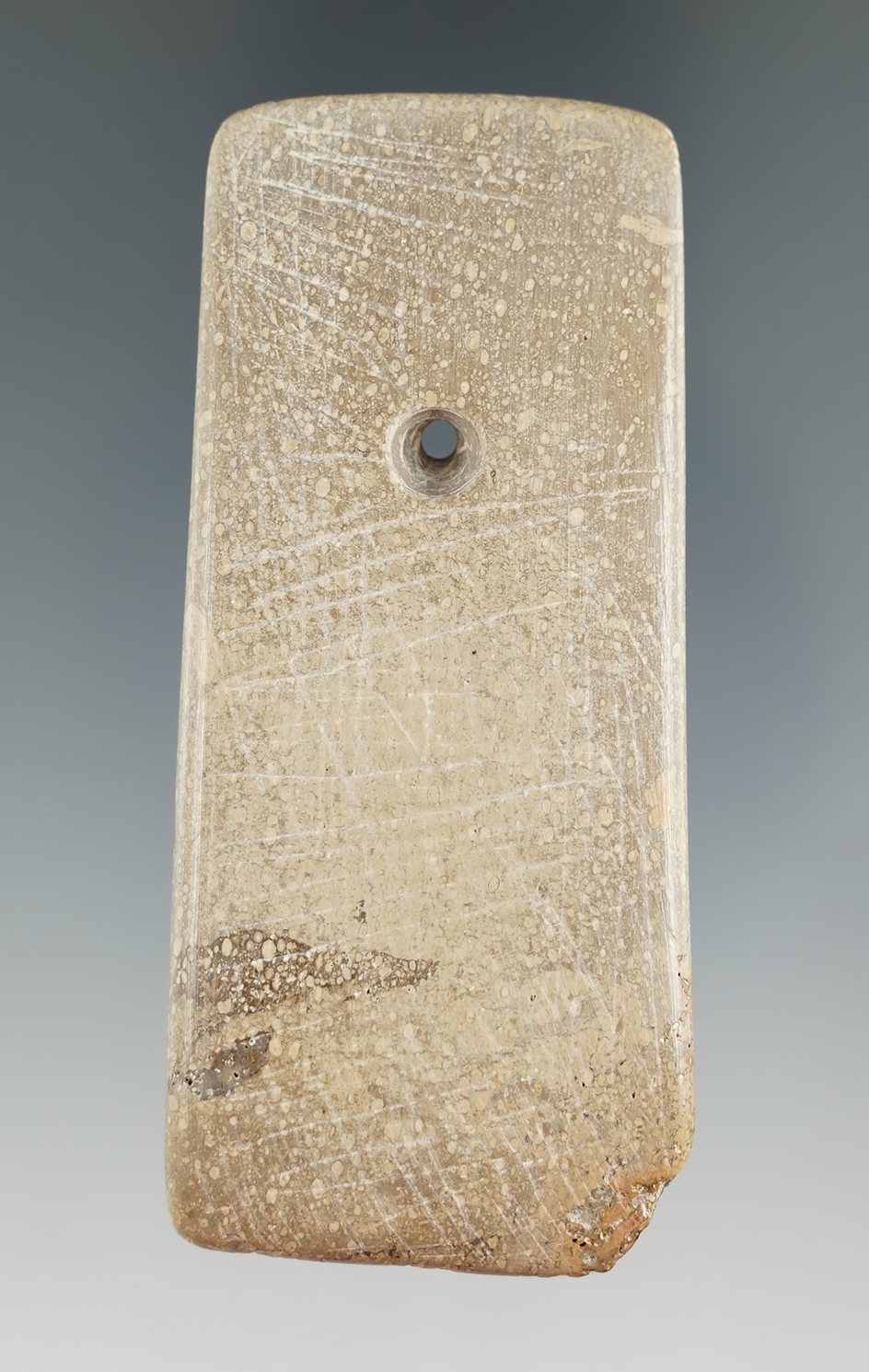 3" Rectangular Pendant that is heavily engraved found in Adams Co., Ohio.