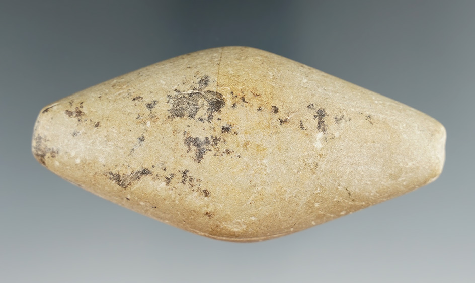 3 11/16" Undrilled Expanded Center Gorget made from limestone found in Union Co., Ohio.