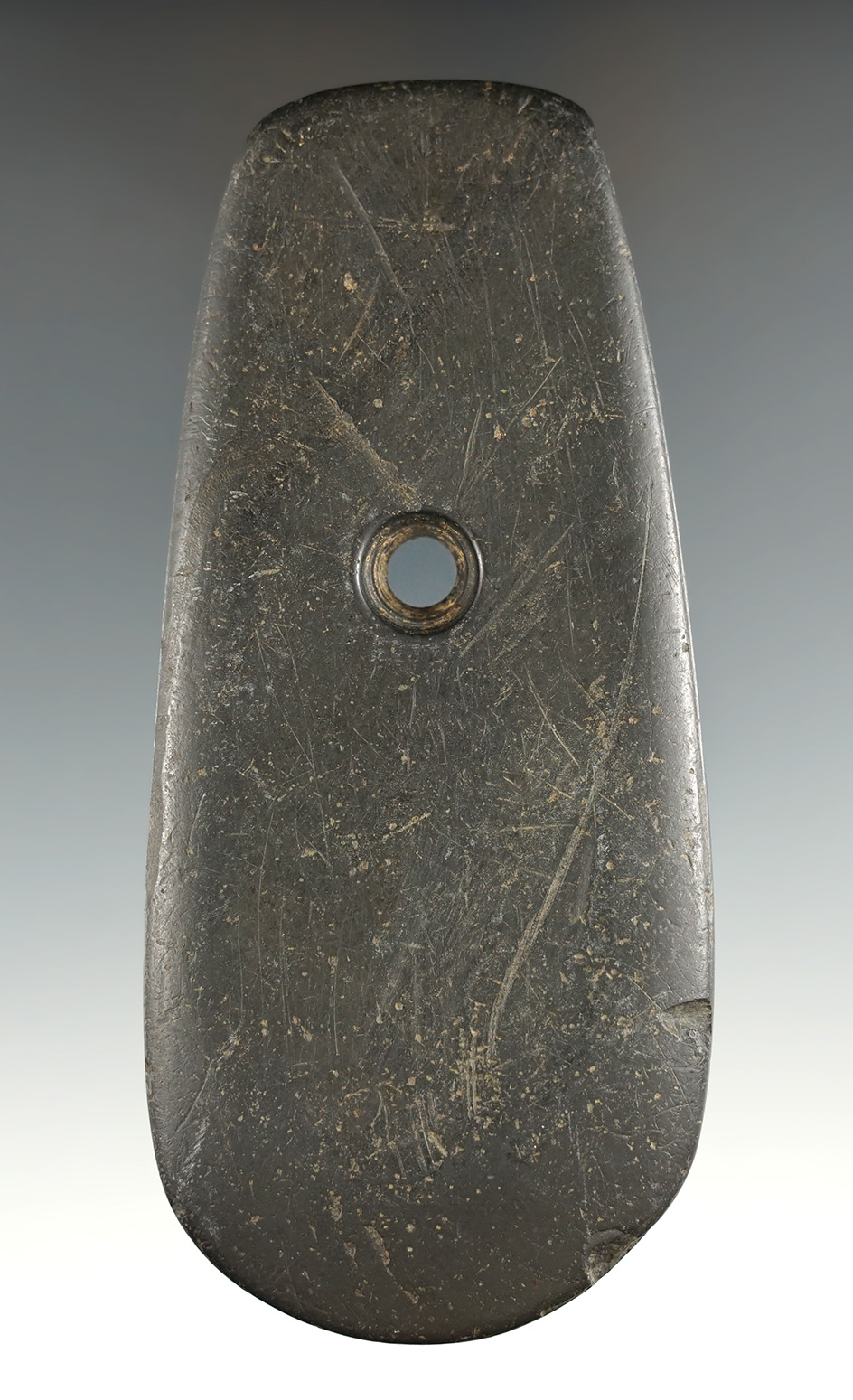 4 1/2" Adena Keyhole Pendant found on the Stanley Farm in Jackson Twp., Hardin Co., Ohio.
