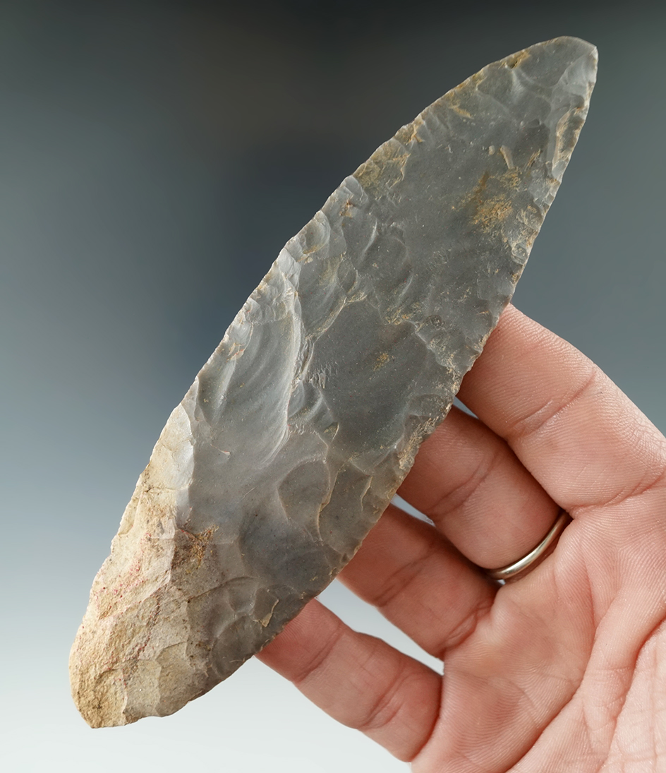 5 1/4" Turkeytail Blade found in Crawford Co., Indiana as part of a 27 total piece Cache.