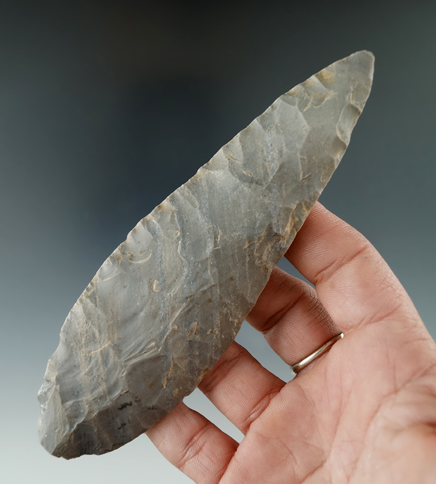 5 3/8" Turkeytail Blade found in Crawford Co., Indiana as part of a 27 total piece Cache.