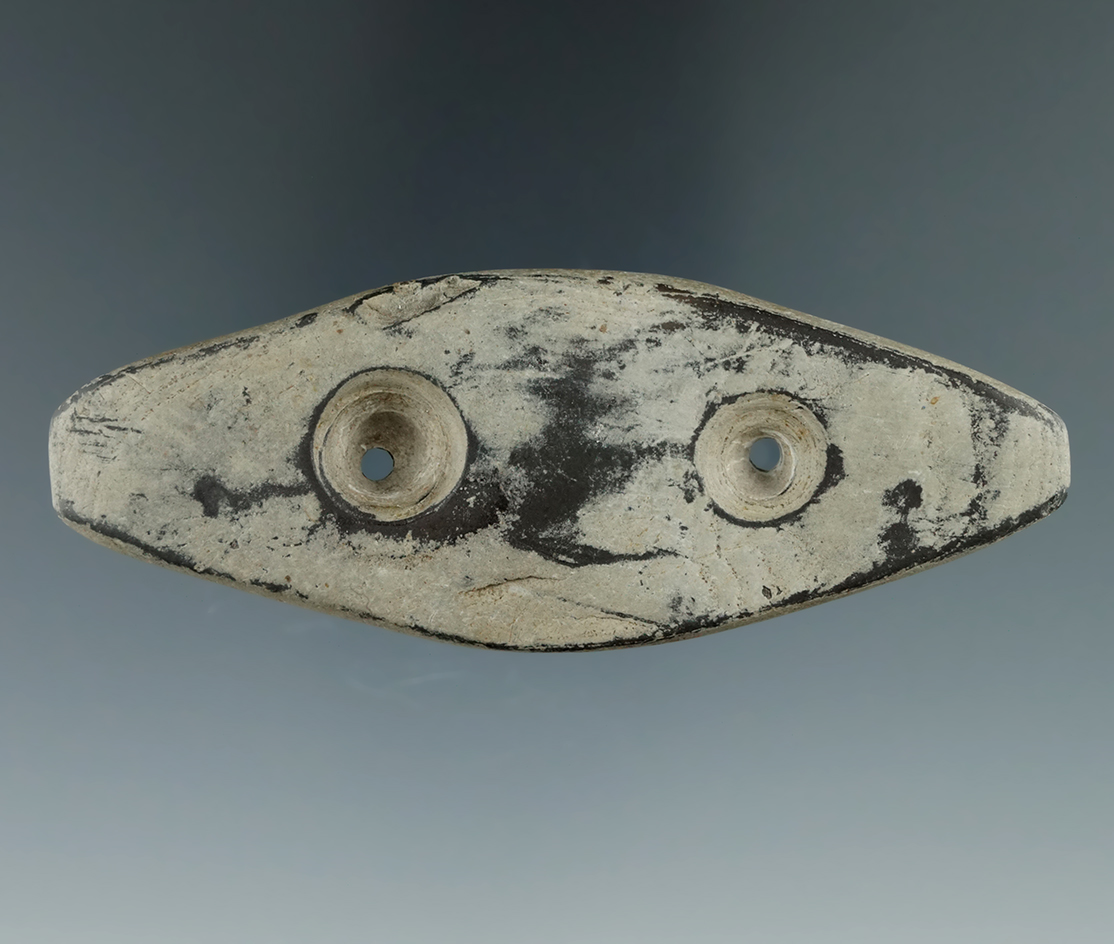 3 5/8" Two Hole Miniature Elliptical Gorget found near Columbus, Franklin Co., Ohio.