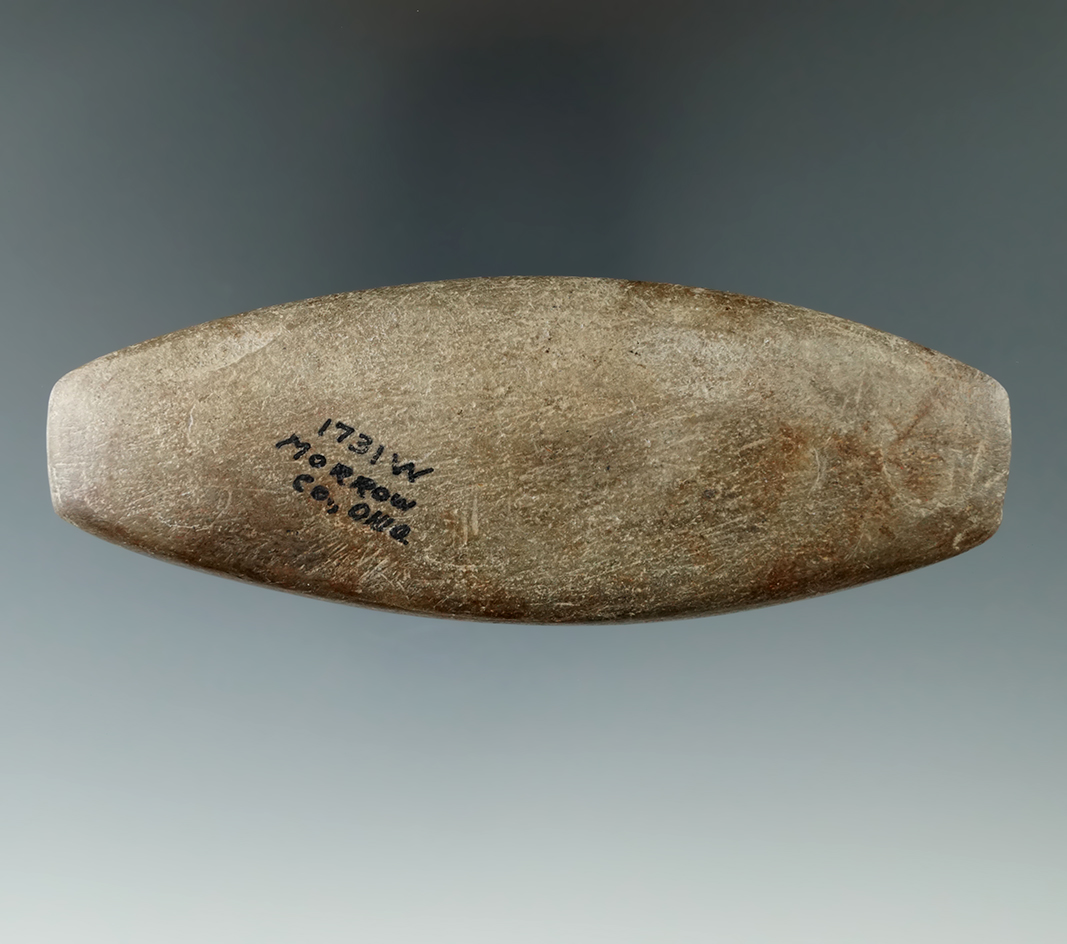 4 5/8" Undrilled Expanded Center Gorget found in Marrow Co., Ohio. Ex. Wehrle, Collins.